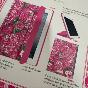 NIB Lilly Pulitzer iPad case with stand features the "May Flowers" pattern